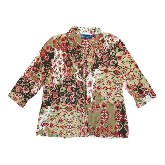 Susan Graver‎ Womens Floral 3/4 Sleeve Blouse Size Large Multicolor - Picture 1 of 4